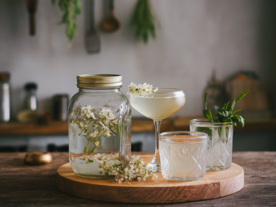 Wie bereite ich hausgemachten holunderblütenlikör ohne destilliergerät zu und wie verwende ich ihn in drei einfachen cocktails