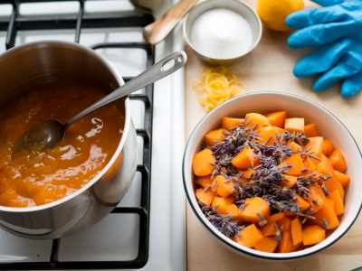 wie bereite ich eine zweistufige marmelade aus aprikosen und lavendel zu, die sich als dessertsoße und cocktailgrundlage eignet