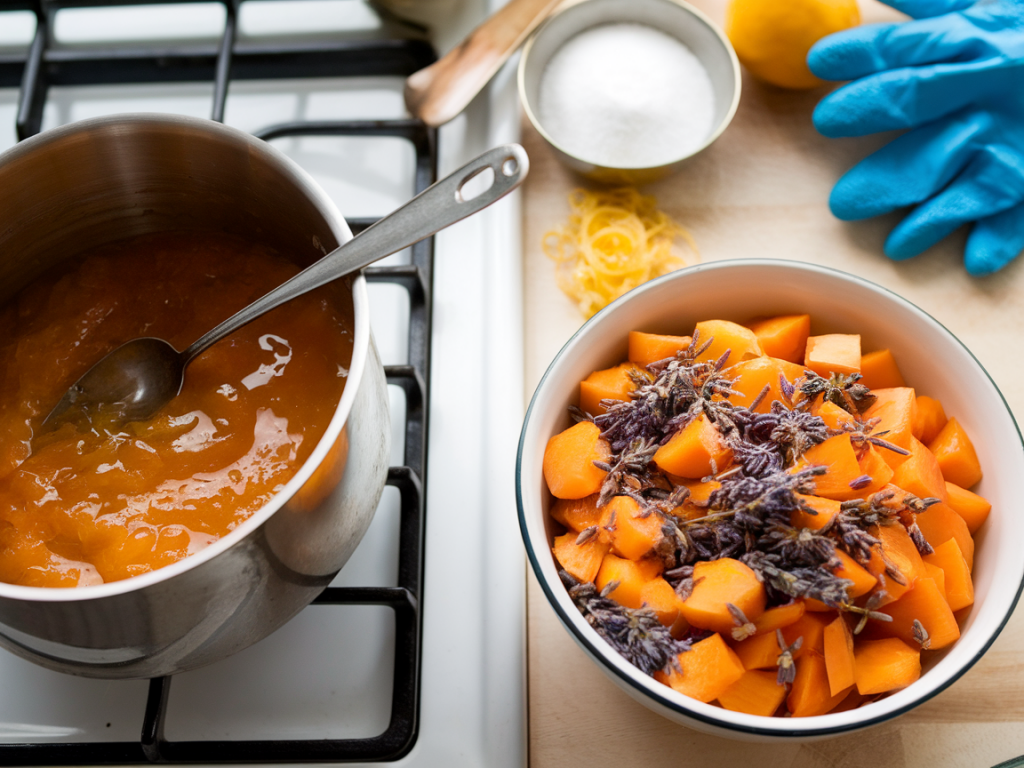wie bereite ich eine zweistufige marmelade aus aprikosen und lavendel zu, die sich als dessertsoße und cocktailgrundlage eignet