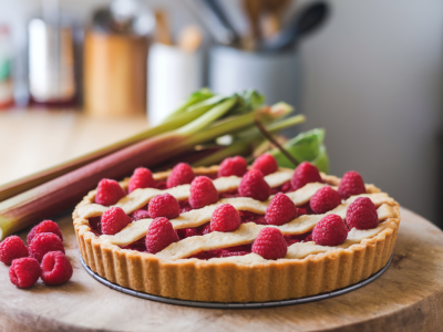 Wie mache ich eine schnelle rhabarber-himbeer-tarte, die zu trockenem rosé harmoniert