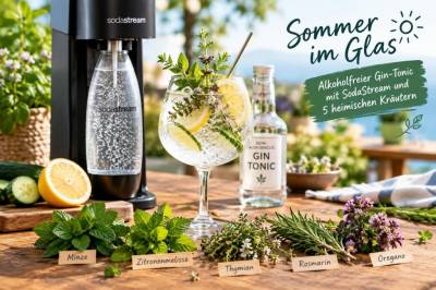 Wie mixe ich zuhause einen alkoholfreien gin‑tonic mit sodastream und fünf heimischen kräutern, der echte sommeraromen liefert